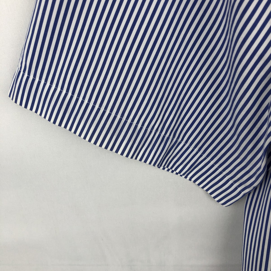 Ralph Lauren short sleeve button down striped shirt, men's size L cotton navy blue type Vintage Second Hand