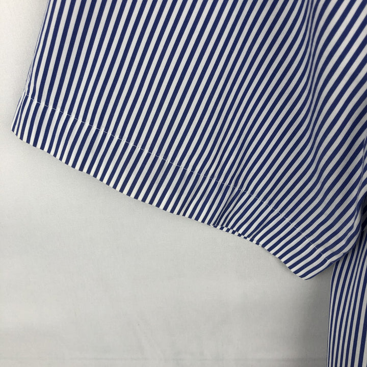 Ralph Lauren short sleeve button down striped shirt, men's size L cotton navy blue type Vintage Second Hand