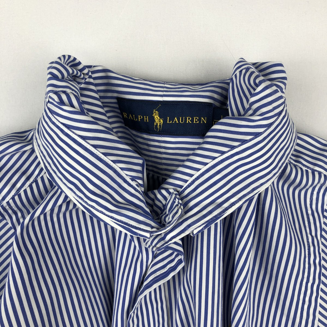 Ralph Lauren short sleeve button down striped shirt, men's size L cotton navy blue type Vintage Second Hand