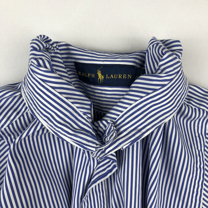 Ralph Lauren short sleeve button down striped shirt, men's size L cotton navy blue type Vintage Second Hand