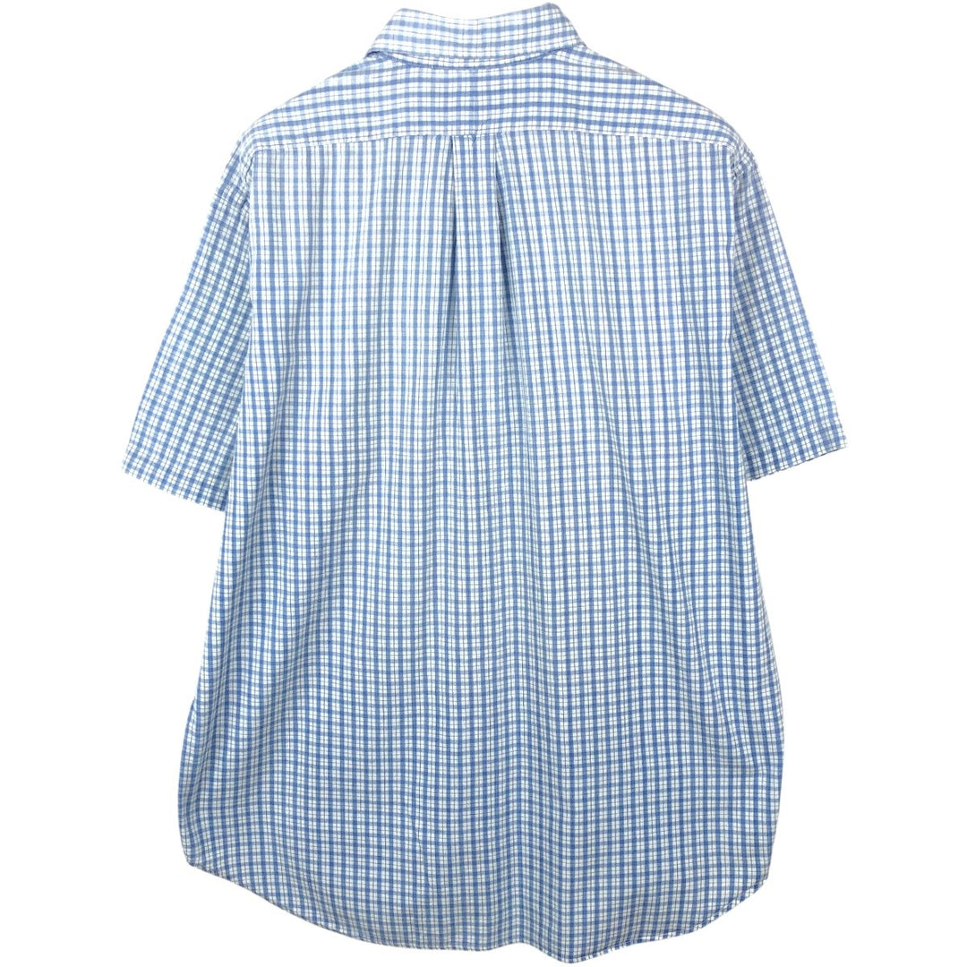 1990'S Ralph Lauren POLO SPORT BLAIRE Short-Sleeve Button-Down Check Shirt, Men's Size L (approx.), Vintage cotton Blue type light blue Vintage Second Hand