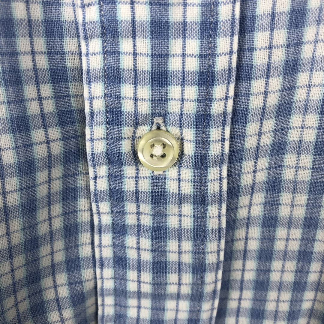 1990'S Ralph Lauren POLO SPORT BLAIRE Short-Sleeve Button-Down Check Shirt, Men's Size L (approx.), Vintage cotton Blue type light blue Vintage Second Hand