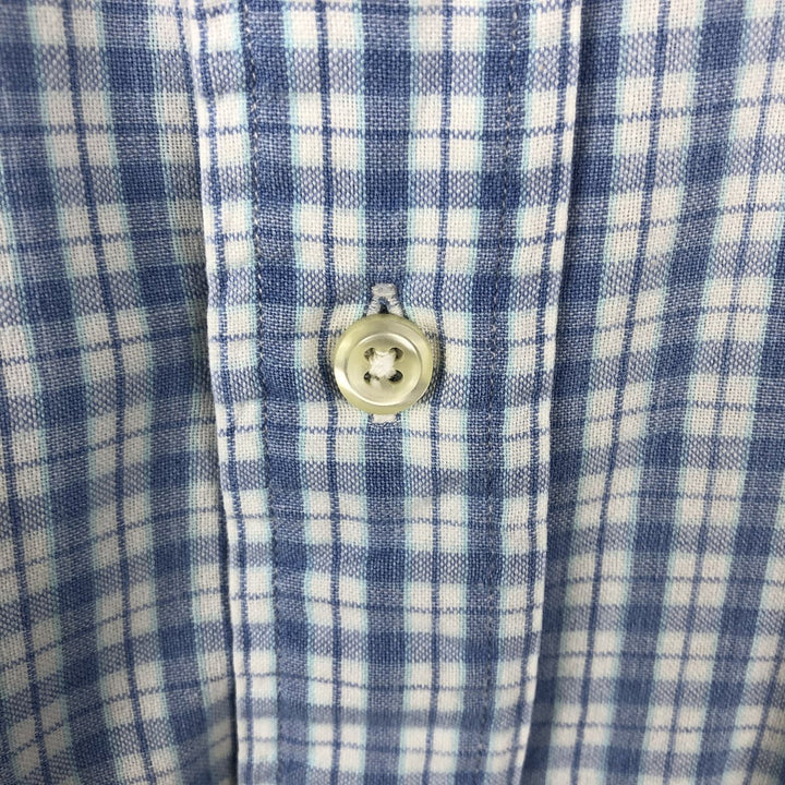1990'S Ralph Lauren POLO SPORT BLAIRE Short-Sleeve Button-Down Check Shirt, Men's Size L (approx.), Vintage cotton Blue type light blue Vintage Second Hand