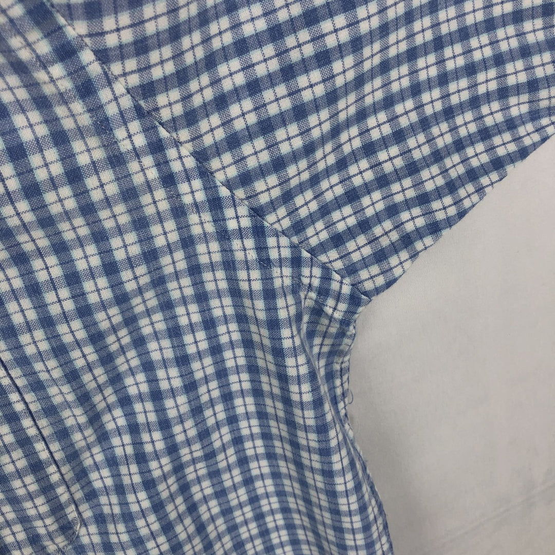 1990'S Ralph Lauren POLO SPORT BLAIRE Short-Sleeve Button-Down Check Shirt, Men's Size L (approx.), Vintage cotton Blue type light blue Vintage Second Hand