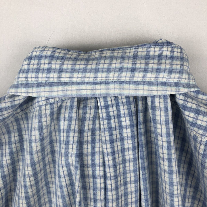 1990'S Ralph Lauren POLO SPORT BLAIRE Short-Sleeve Button-Down Check Shirt, Men's Size L (approx.), Vintage cotton Blue type light blue Vintage Second Hand