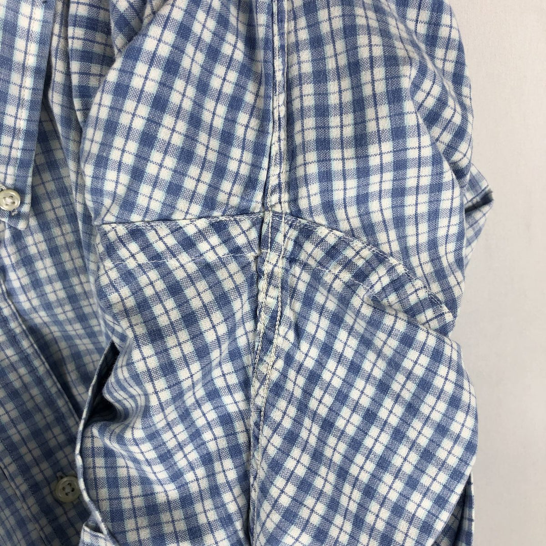 1990'S Ralph Lauren POLO SPORT BLAIRE Short-Sleeve Button-Down Check Shirt, Men's Size L (approx.), Vintage cotton Blue type light blue Vintage Second Hand