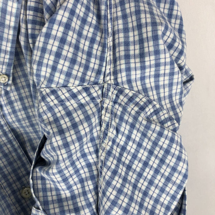 1990'S Ralph Lauren POLO SPORT BLAIRE Short-Sleeve Button-Down Check Shirt, Men's Size L (approx.), Vintage cotton Blue type light blue Vintage Second Hand