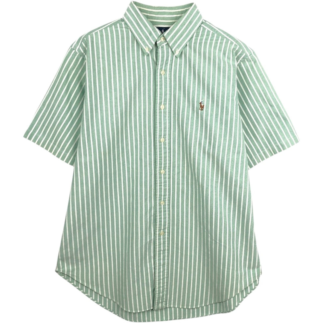 Ralph Lauren Classic Fit Short Sleeve Button Down Striped Shirt Men's Size L cotton white type Vintage Second Hand