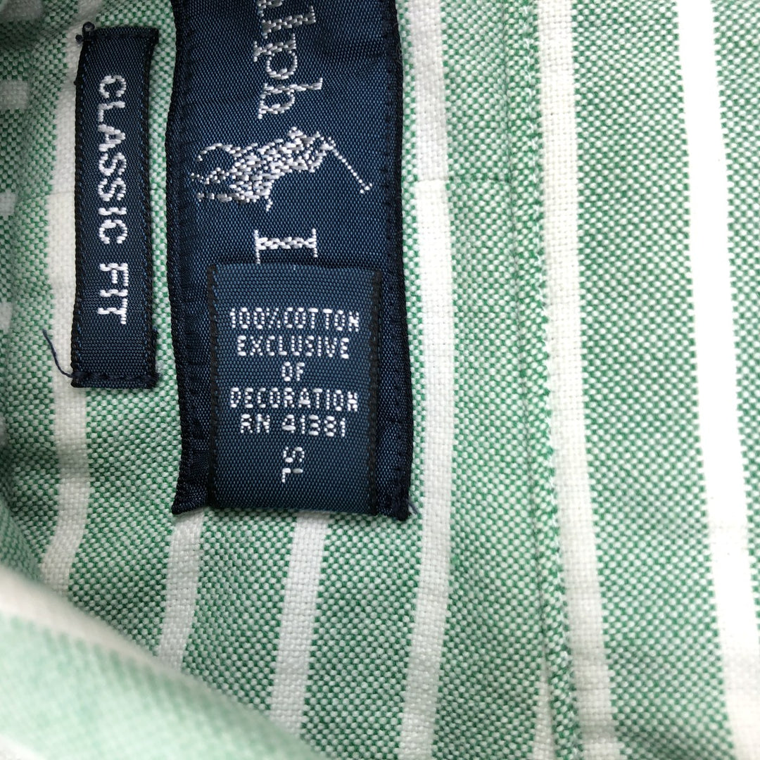 Ralph Lauren Classic Fit Short Sleeve Button Down Striped Shirt Men's Size L cotton white type Vintage Second Hand