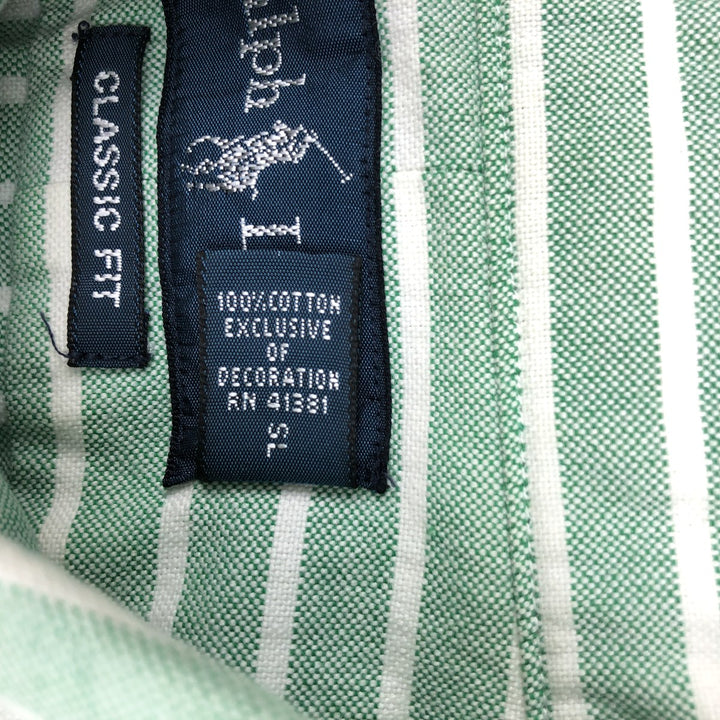 Ralph Lauren Classic Fit Short Sleeve Button Down Striped Shirt Men's Size L cotton white type Vintage Second Hand