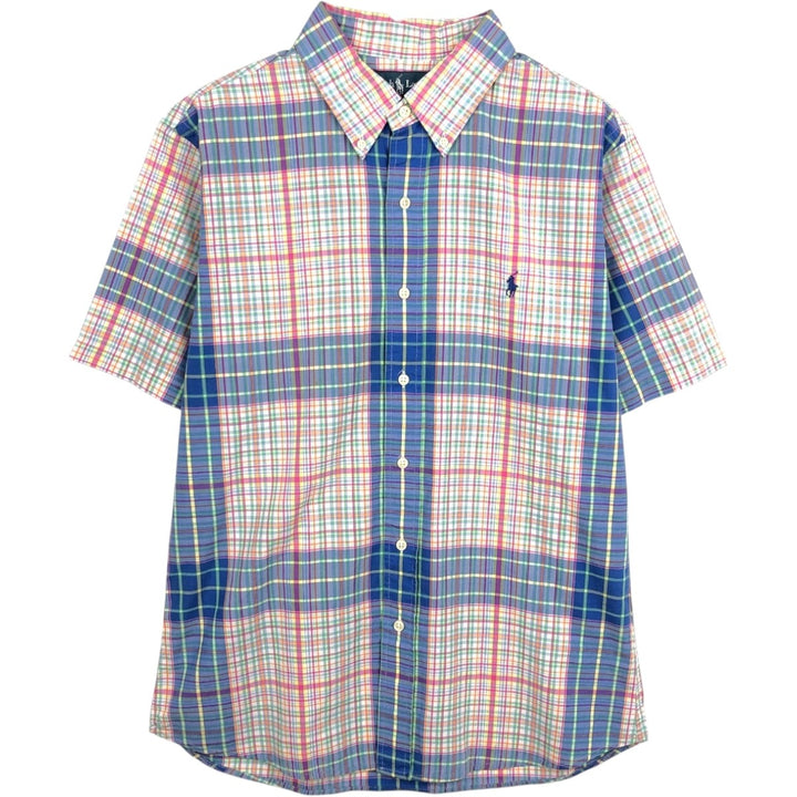 Ralph Lauren Custom Fit Madras Check Short Sleeve Button Down Check Shirt Men's XL cotton blue type Vintage Second Hand