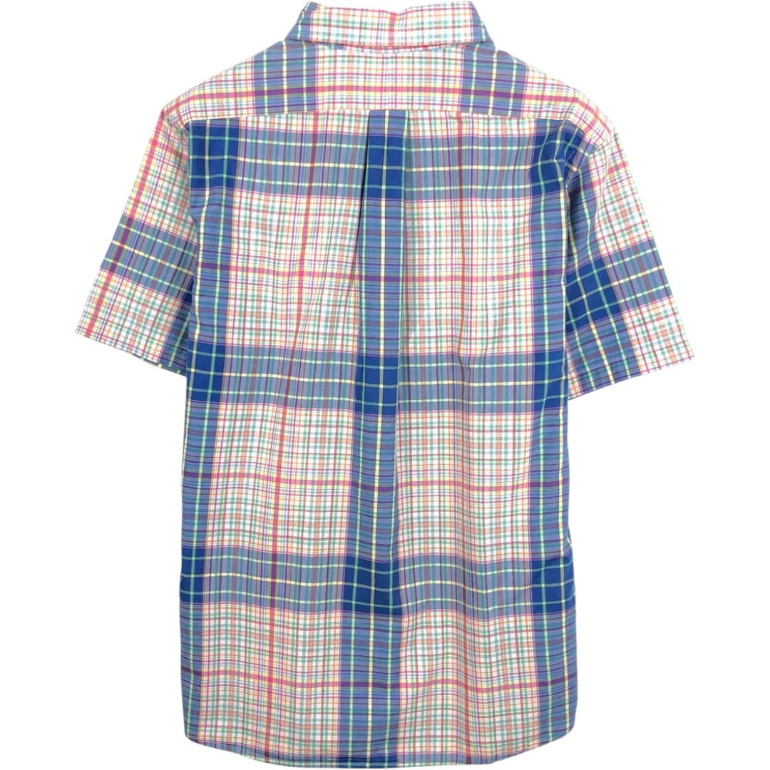 Ralph Lauren Custom Fit Madras Check Short Sleeve Button Down Check Shirt Men's XL cotton blue type Vintage Second Hand