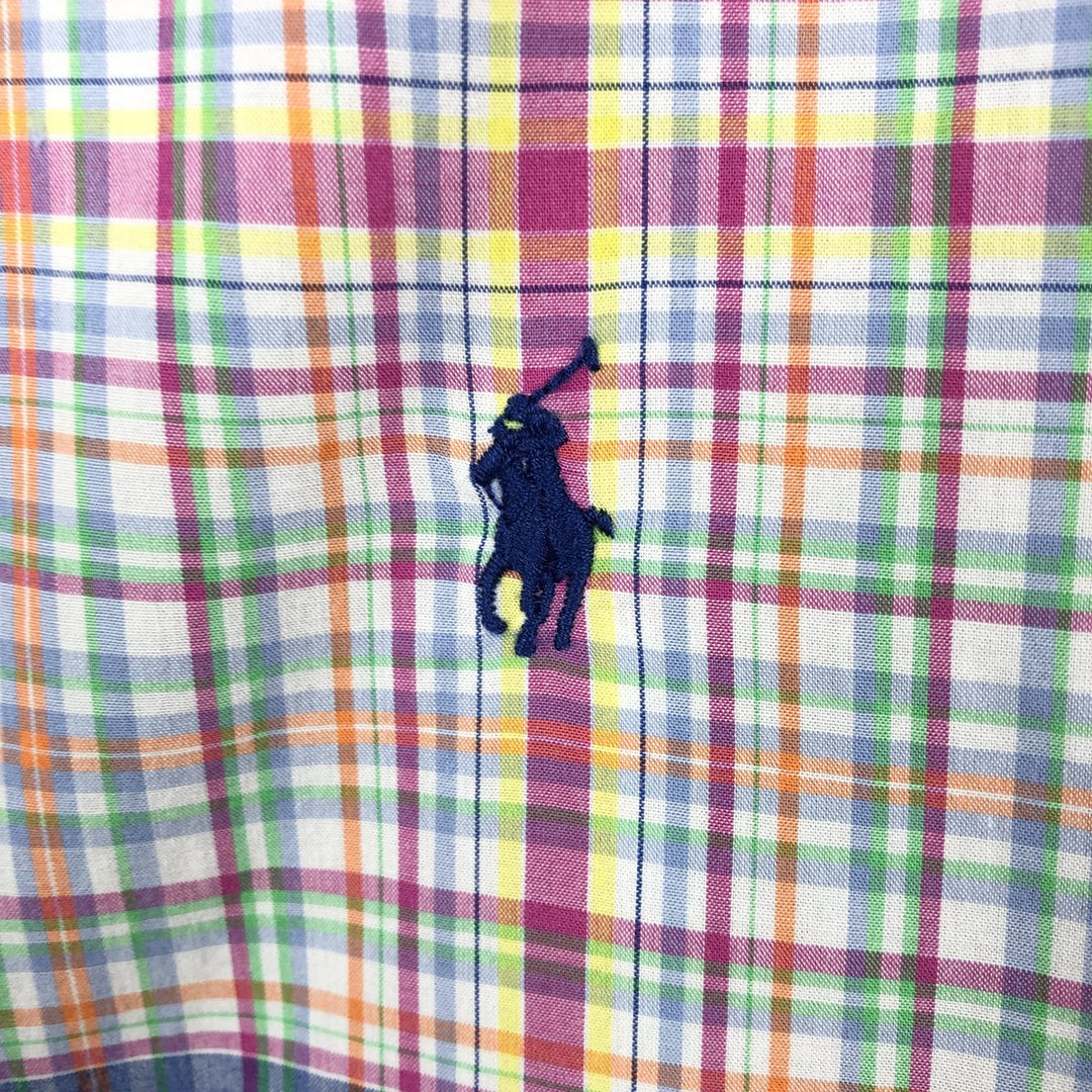 Ralph Lauren Custom Fit Madras Check Short Sleeve Button Down Check Shirt Men's XL cotton blue type Vintage Second Hand