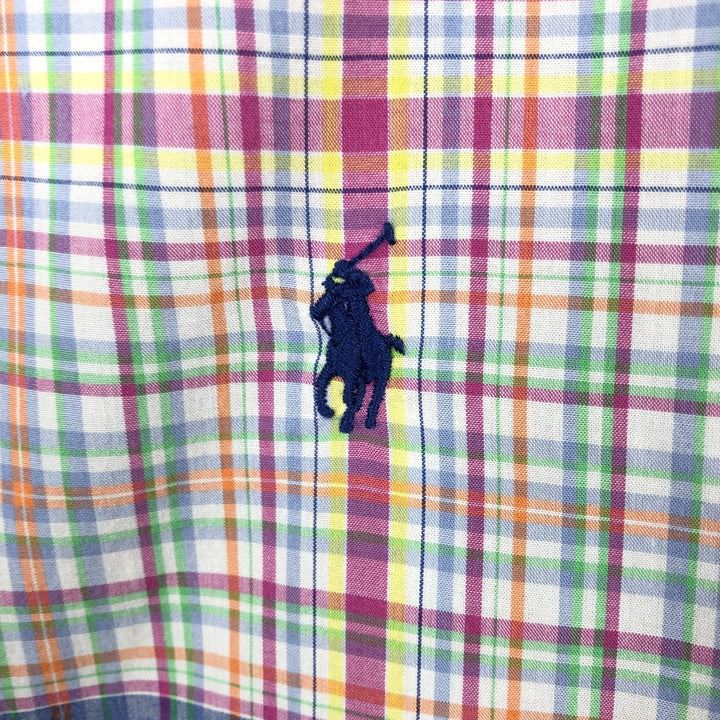 Ralph Lauren Custom Fit Madras Check Short Sleeve Button Down Check Shirt Men's XL cotton blue type Vintage Second Hand