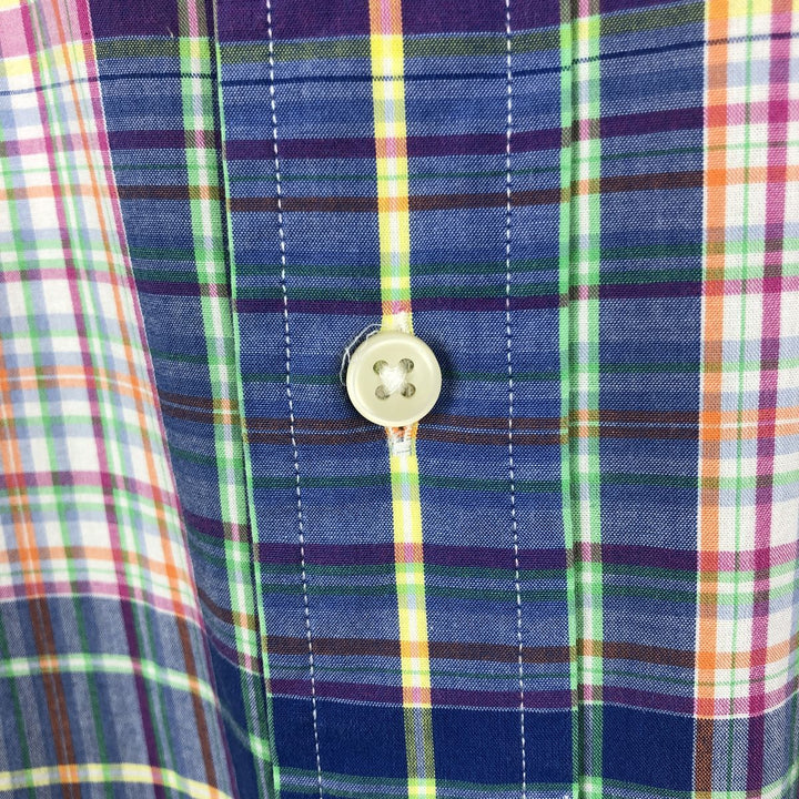 Ralph Lauren Custom Fit Madras Check Short Sleeve Button Down Check Shirt Men's XL cotton blue type Vintage Second Hand