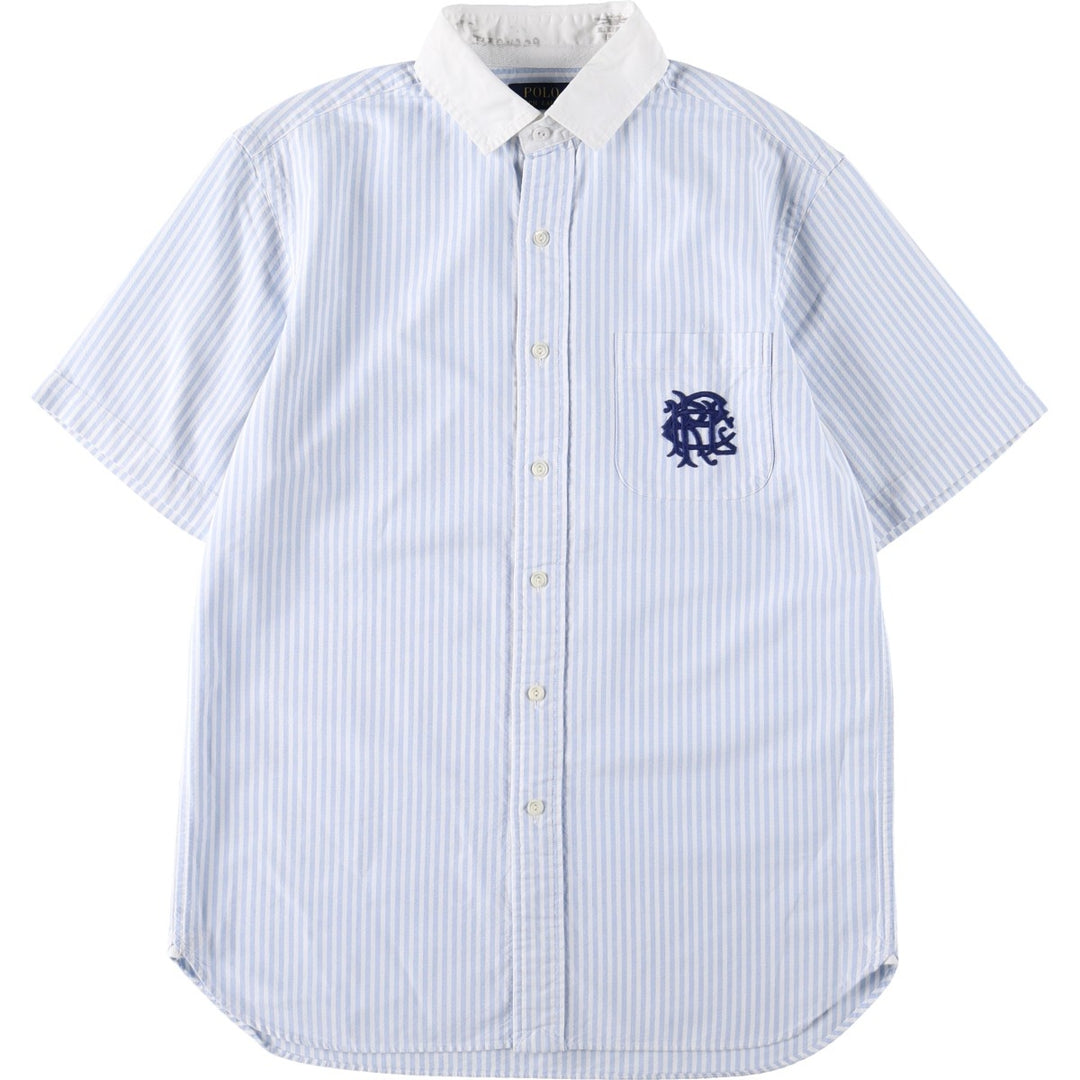 Ralph Lauren POLO RALPH LAUREN Short-Sleeve Striped Cleric Shirt, Men's Size M (approx.) cotton Blue type light blue Vintage Second Hand
