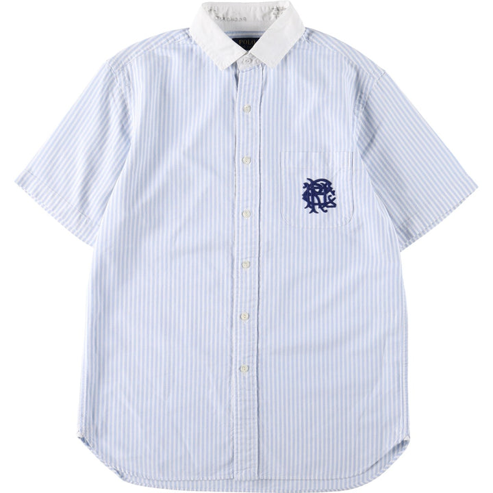 Ralph Lauren POLO RALPH LAUREN Short-Sleeve Striped Cleric Shirt, Men's Size M (approx.) cotton Blue type light blue Vintage Second Hand