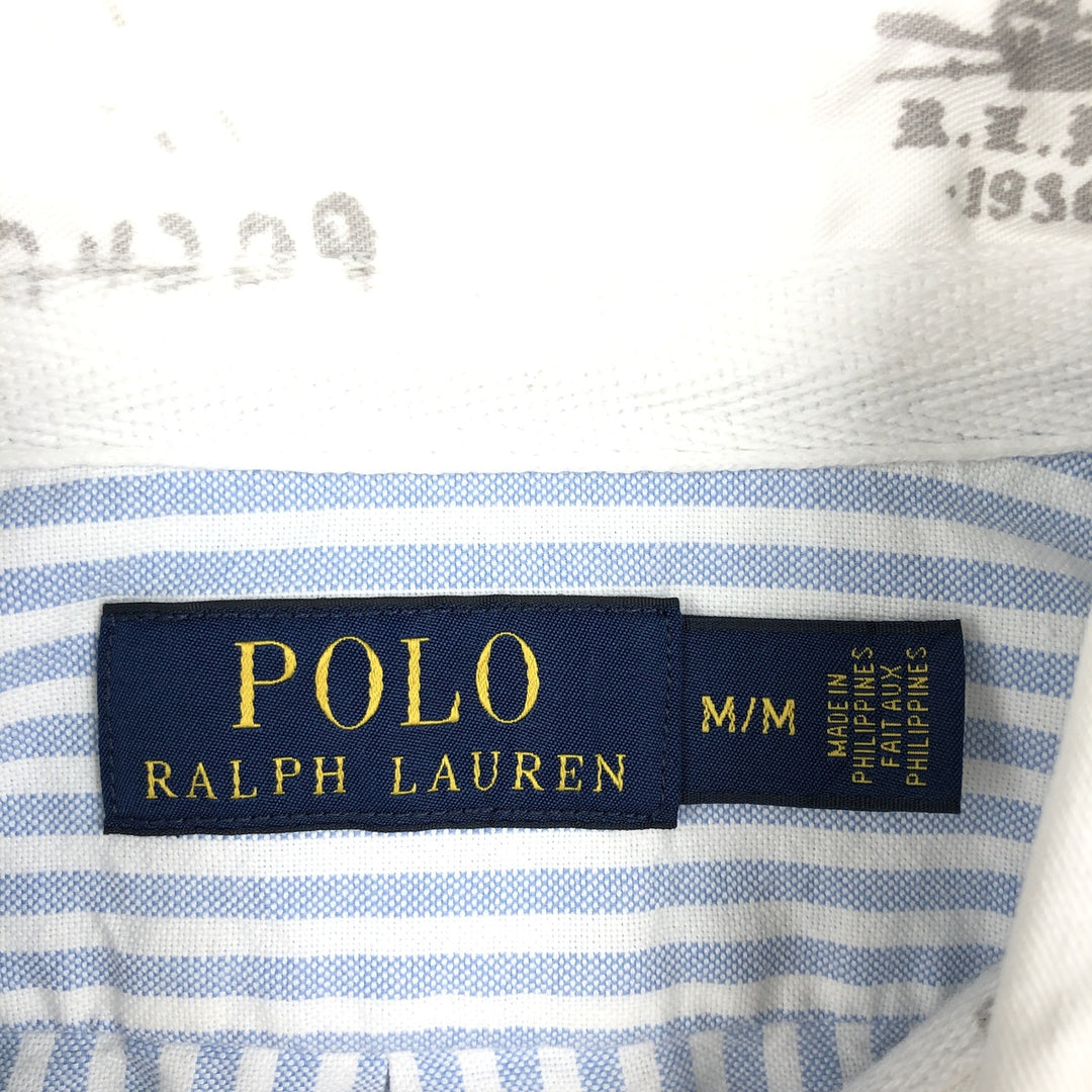 Ralph Lauren POLO RALPH LAUREN Short-Sleeve Striped Cleric Shirt, Men's Size M (approx.) cotton Blue type light blue Vintage Second Hand