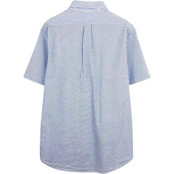 Ralph Lauren Seersucker Short Sleeve Button-Down Striped Shirt, Men's Size L cotton blue type Vintage Second Hand