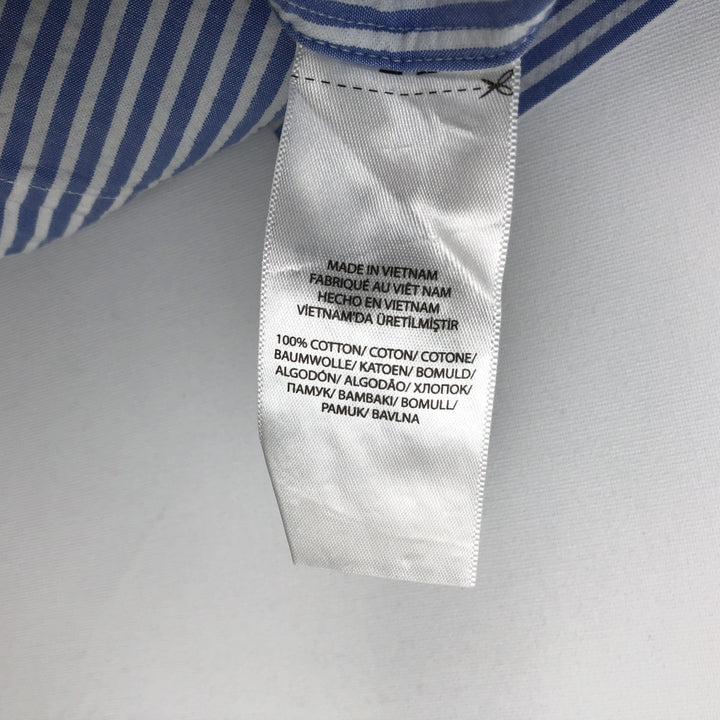 Ralph Lauren Seersucker Short Sleeve Button-Down Striped Shirt, Men's Size L cotton blue type Vintage Second Hand