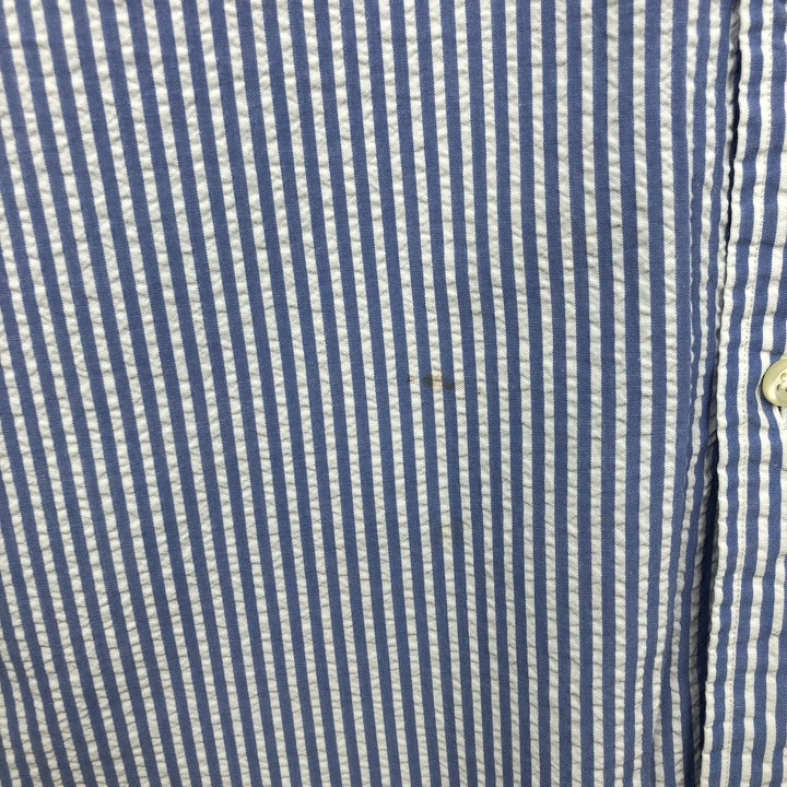 Ralph Lauren Seersucker Short Sleeve Button-Down Striped Shirt, Men's Size L cotton blue type Vintage Second Hand
