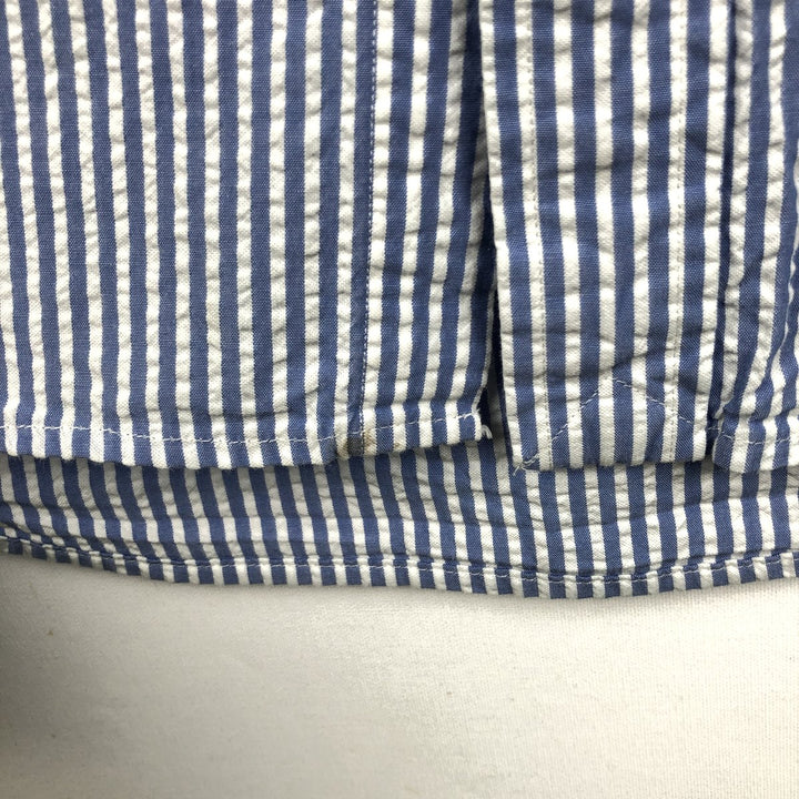Ralph Lauren Seersucker Short Sleeve Button-Down Striped Shirt, Men's Size L cotton blue type Vintage Second Hand