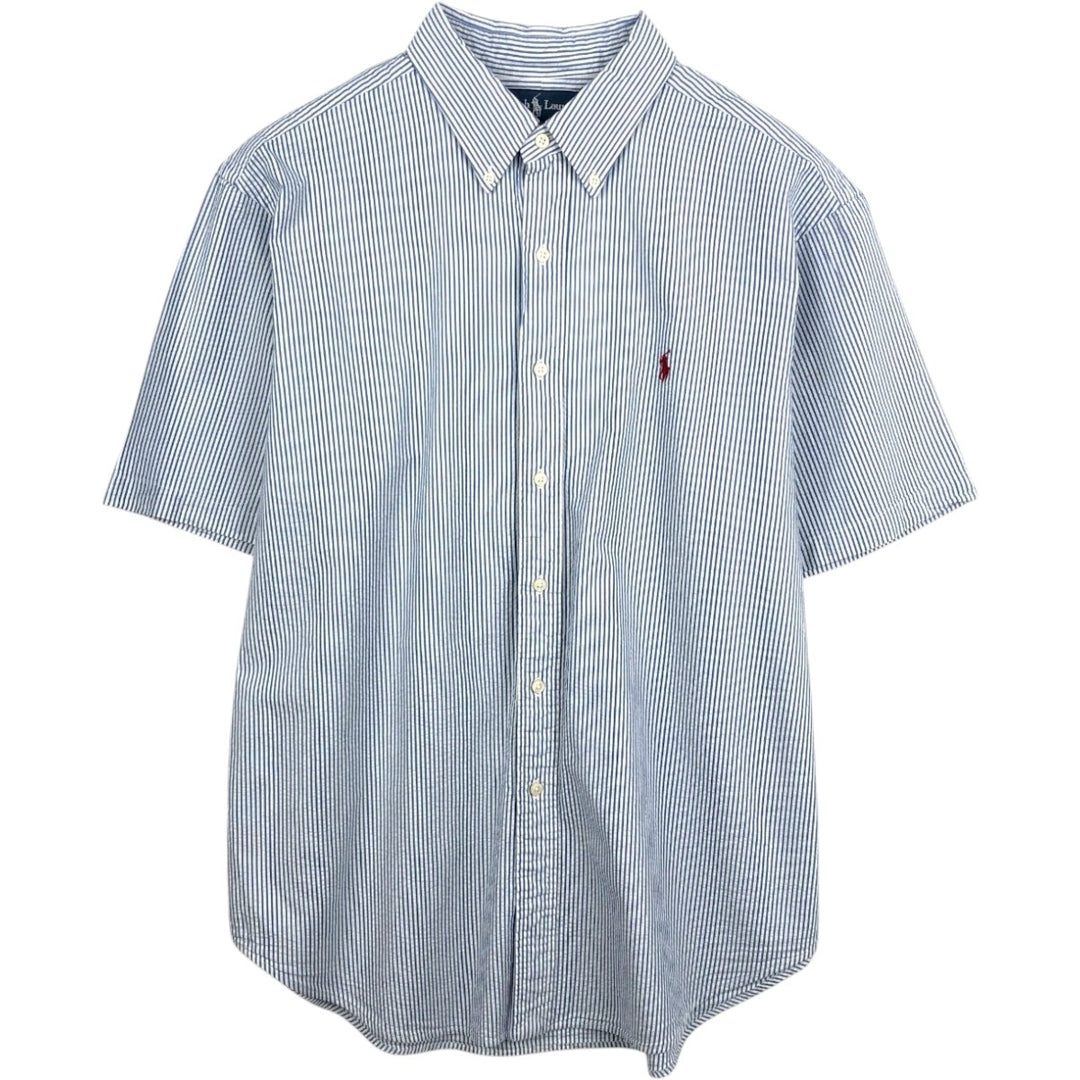 Ralph Lauren CLASSIC FIT Classic Fit Seersucker Short Sleeve Button Down Striped Shirt Men's XL cotton white type Vintage Second Hand