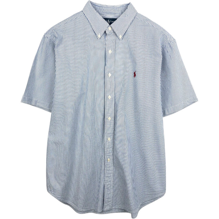 Ralph Lauren CLASSIC FIT Classic Fit Seersucker Short Sleeve Button Down Striped Shirt Men's XL cotton white type Vintage Second Hand