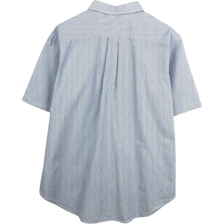 Ralph Lauren CLASSIC FIT Classic Fit Seersucker Short Sleeve Button Down Striped Shirt Men's XL cotton white type Vintage Second Hand