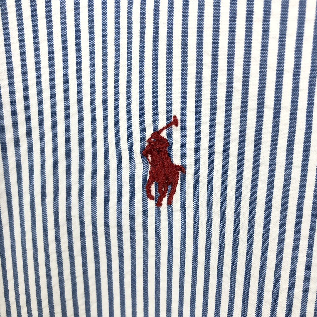 Ralph Lauren CLASSIC FIT Classic Fit Seersucker Short Sleeve Button Down Striped Shirt Men's XL cotton white type Vintage Second Hand