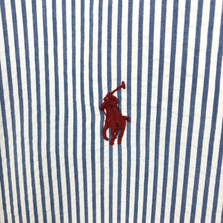 Ralph Lauren CLASSIC FIT Classic Fit Seersucker Short Sleeve Button Down Striped Shirt Men's XL cotton white type Vintage Second Hand
