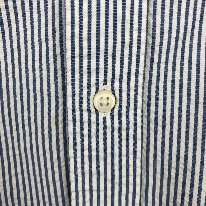 Ralph Lauren CLASSIC FIT Classic Fit Seersucker Short Sleeve Button Down Striped Shirt Men's XL cotton white type Vintage Second Hand