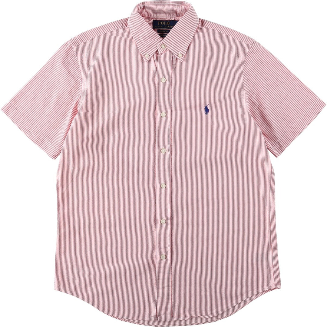 Ralph Lauren POLO RALPH LAUREN CLASSIC FIT Short-Sleeve Button-Down Striped Shirt, Men's Size S (approx.) cotton red type Vintage Second Hand