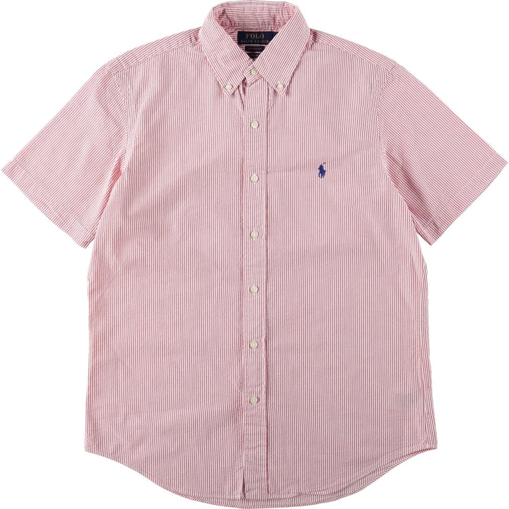 Ralph Lauren POLO RALPH LAUREN CLASSIC FIT Short-Sleeve Button-Down Striped Shirt, Men's Size S (approx.) cotton red type Vintage Second Hand