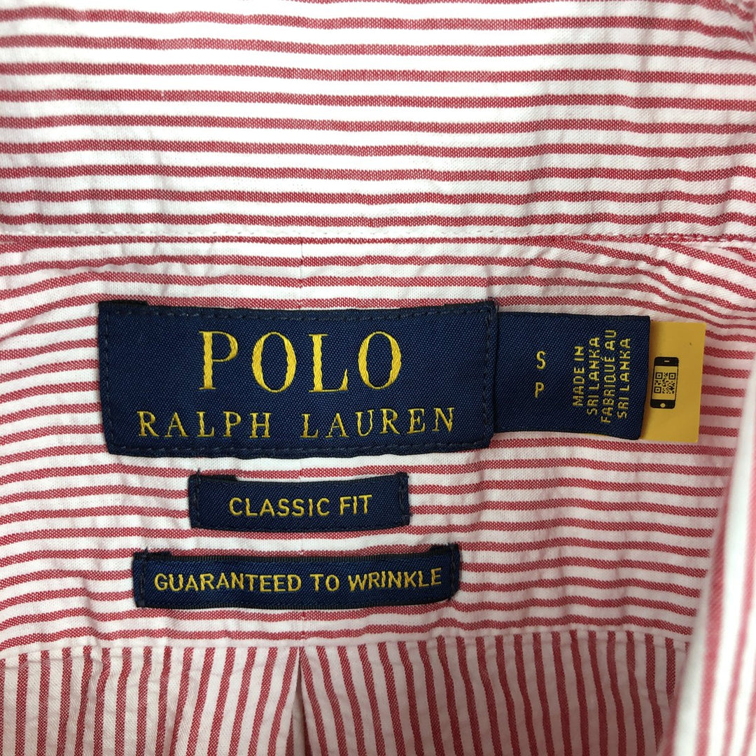 Ralph Lauren POLO RALPH LAUREN CLASSIC FIT Short-Sleeve Button-Down Striped Shirt, Men's Size S (approx.) cotton red type Vintage Second Hand
