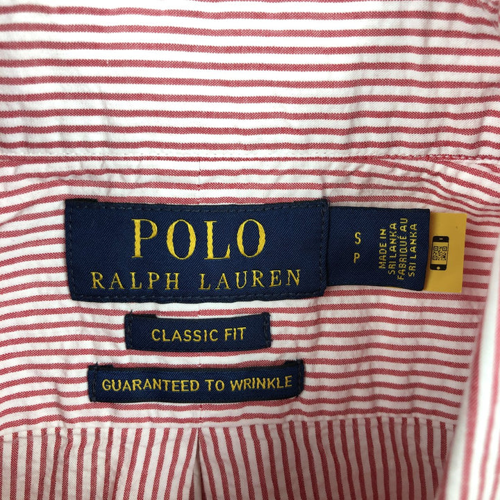 Ralph Lauren POLO RALPH LAUREN CLASSIC FIT Short-Sleeve Button-Down Striped Shirt, Men's Size S (approx.) cotton red type Vintage Second Hand
