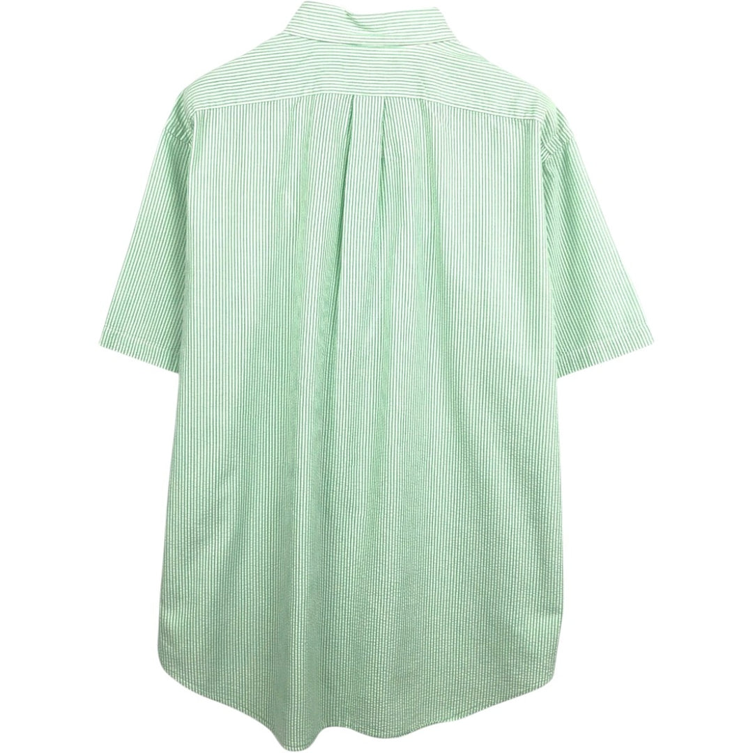 Ralph Lauren CLASSIC FIT Classic Fit Seersucker Short Sleeve Button Down Striped Shirt Men's XL cotton green type Vintage Second Hand