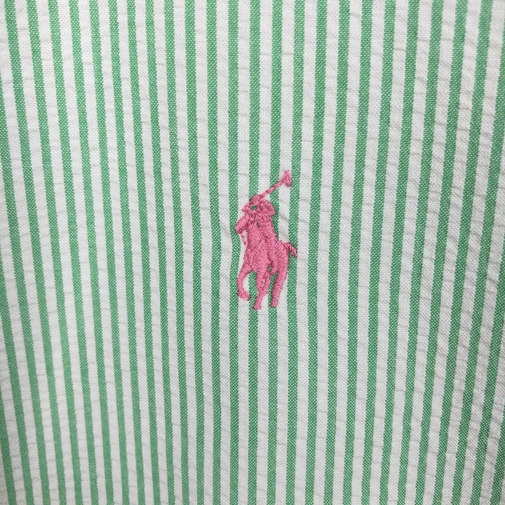 Ralph Lauren CLASSIC FIT Classic Fit Seersucker Short Sleeve Button Down Striped Shirt Men's XL cotton green type Vintage Second Hand
