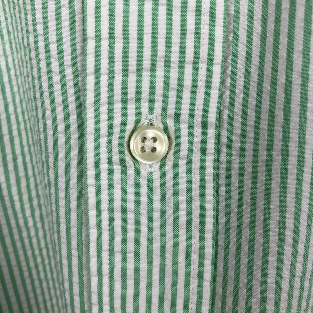 Ralph Lauren CLASSIC FIT Classic Fit Seersucker Short Sleeve Button Down Striped Shirt Men's XL cotton green type Vintage Second Hand