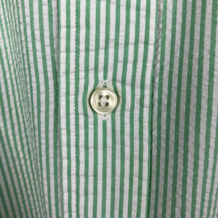 Ralph Lauren CLASSIC FIT Classic Fit Seersucker Short Sleeve Button Down Striped Shirt Men's XL cotton green type Vintage Second Hand