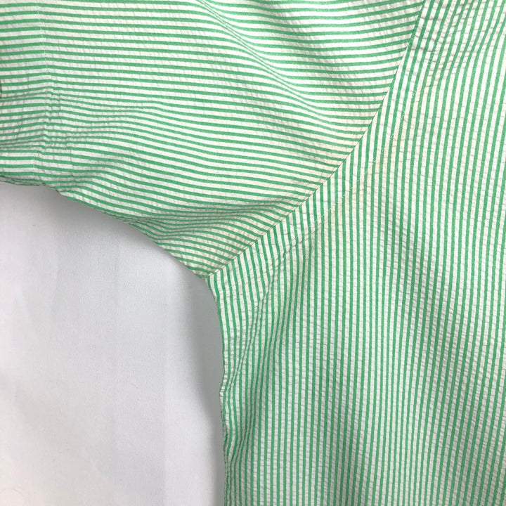 Ralph Lauren CLASSIC FIT Classic Fit Seersucker Short Sleeve Button Down Striped Shirt Men's XL cotton green type Vintage Second Hand