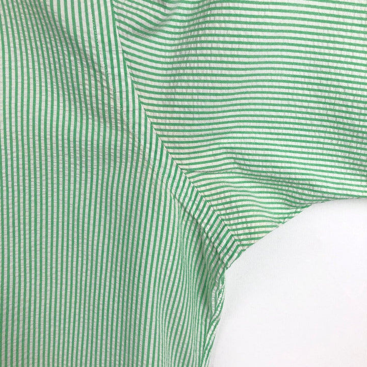 Ralph Lauren CLASSIC FIT Classic Fit Seersucker Short Sleeve Button Down Striped Shirt Men's XL cotton green type Vintage Second Hand