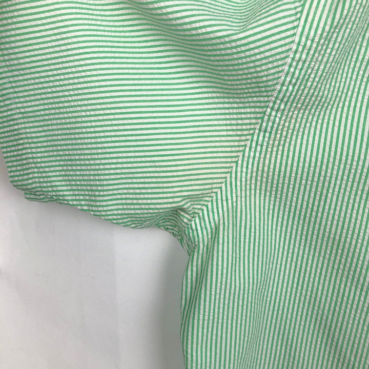 Ralph Lauren CLASSIC FIT Classic Fit Seersucker Short Sleeve Button Down Striped Shirt Men's XL cotton green type Vintage Second Hand