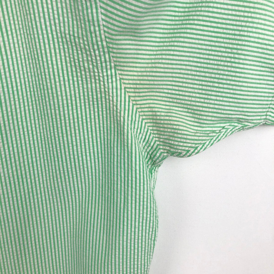 Ralph Lauren CLASSIC FIT Classic Fit Seersucker Short Sleeve Button Down Striped Shirt Men's XL cotton green type Vintage Second Hand