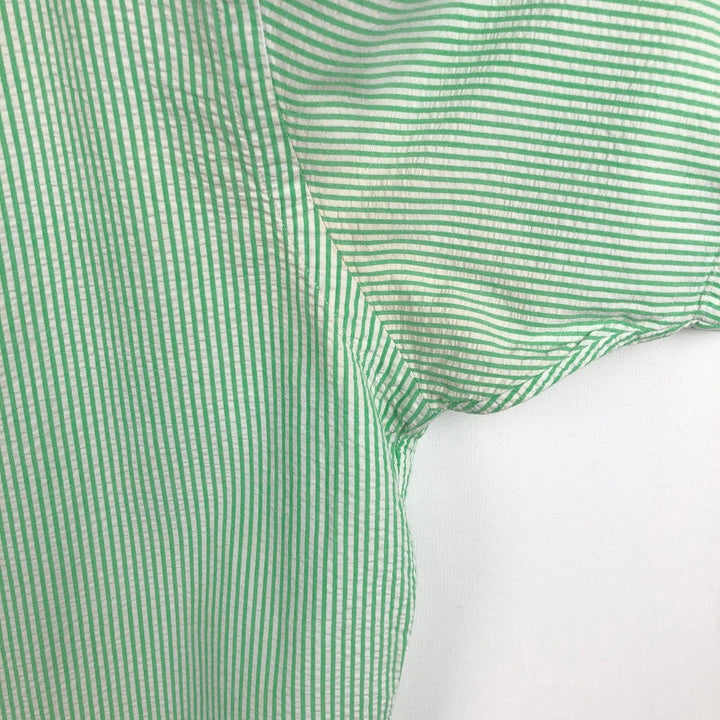 Ralph Lauren CLASSIC FIT Classic Fit Seersucker Short Sleeve Button Down Striped Shirt Men's XL cotton green type Vintage Second Hand