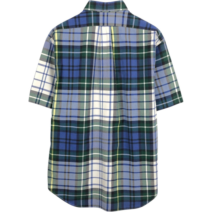 Ralph Lauren BIG SHIRT Short-Sleeve Button-Down Check Shirt, Men's Size M (approx.) cotton Navy blue Vintage Second Hand