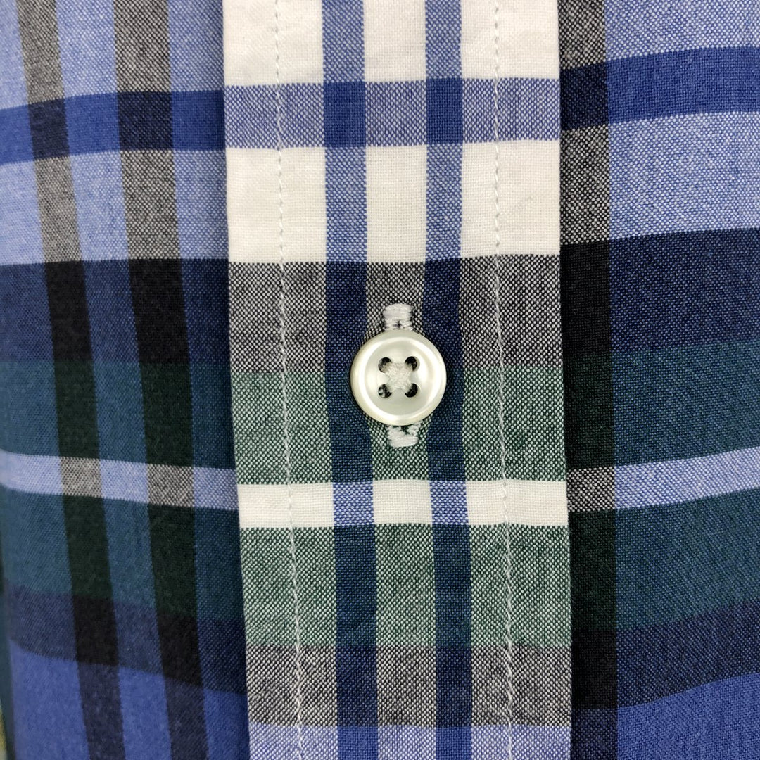 Ralph Lauren BIG SHIRT Short-Sleeve Button-Down Check Shirt, Men's Size M (approx.) cotton Navy blue Vintage Second Hand