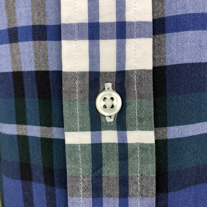 Ralph Lauren BIG SHIRT Short-Sleeve Button-Down Check Shirt, Men's Size M (approx.) cotton Navy blue Vintage Second Hand