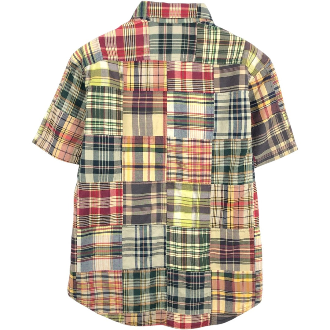 Ralph Lauren POLO by Ralph Lauren CLASSIC FIT INDIGO Patchwork Short-Sleeve Check Shirt (Men's Size M) unclear navy blue type Vintage Second Hand
