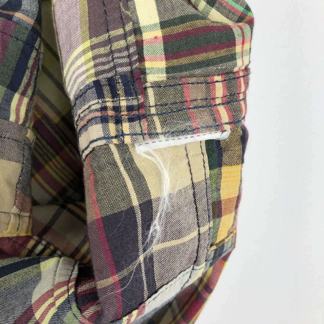 Ralph Lauren POLO by Ralph Lauren CLASSIC FIT INDIGO Patchwork Short-Sleeve Check Shirt (Men's Size M) unclear navy blue type Vintage Second Hand